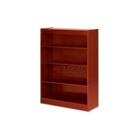 Sp Richards Lorell 4-Shelf Panel End Hardwood Veneer Bookcase, 36"W x 12"D x 48"H, Cherry LLR89052